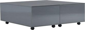 vidaXL Mesa de centro gris brillo 100x100x35 cm Vidaxl
