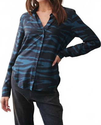 Bella Dahl Flowy Bd Zebra Print Shirt In Teal