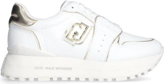 Liu Jo Witte leren sneakers met geperforeerde inzet en gelamineerde details - Dames - Sneakers - Wit - 39 EU - Schoenen