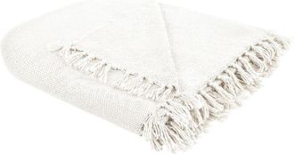 Beliani Beliani - Manta Moderna Tejida A Mano Con Flecos Sof&aacute; Cama 200 X 220 Cm Blanco Crema Chaohani