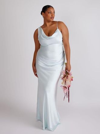 Six Stories Cowl Front Asymmetric Bridesmaid Dress in Ice Blue at Nordstrom, Size 14