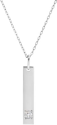 MAX + STONE 14k Yellow or White Gold Bar Pendant Necklace with 3mm Small Round Gemstone