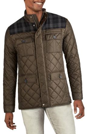 Cole Haan Signature Mixed Media Quilted Jacket in Olive at Nordstrom, Size Xx-Large