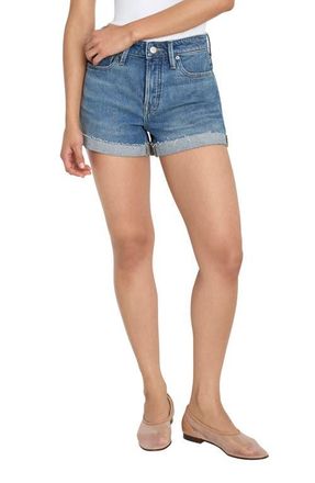 Good American Good Girlfriend Raw Hem Denim Shorts in Indigo at Nordstrom, Size 4