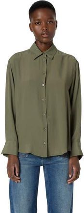 Gerard Darel Agathe Long Sleeve Shirt in Medium Khaki at Nordstrom, Size 10