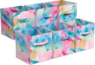 Sorbus 11in Tie-Dye 6 Pack Foldable Storage Bins