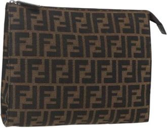 Fendi Pre-owned Clutches, female, Brown, Size: ONE SIZE Pre-owned Vintage Canvas Clutch