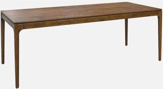 Sweeek Sweeek - Mesa de comedor madera de hevea y chapa de fresno, 8 plazas, Elena, Madera de nogal, 200x90x76 cm
