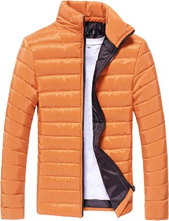 Generic Down Jacket Men Winter, Quilted Jacket Men Full Zip Puffer Jackets Lightweight Stand Collar Padded Coat Casual Padded Jacket For Men Cotton Jacket Coa