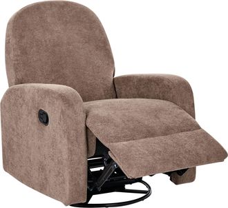 Beliani Sill&oacute;n Reclinable De Tela Giratorio Manual Sala De Estar Retro Marr&oacute;n Febe
