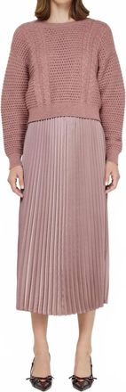 Current Air Pullover Sweater & Pleated Dress Sets In Ash Rose