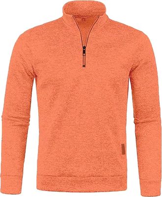 Generic MenS Fleece Lined Half Zip Knit Sweater Soft Thermal Winter Lng Sleeve Jumper Tops Casual Mens Loose Fit Warm Pullover Business Winter Jacket Coat Loo