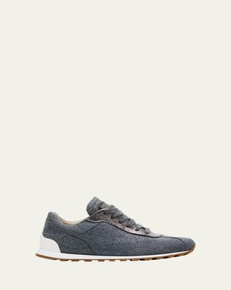 Brunello Cucinelli Suede Knit Slip-On Sneakers