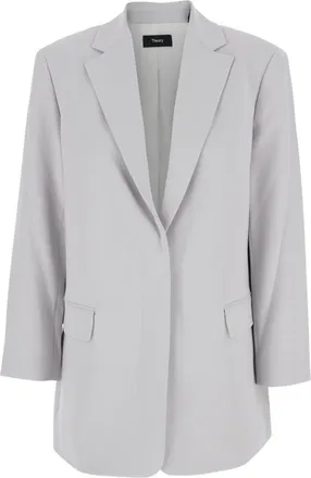 Theory Grey Solid Notched Lapel Blazer
