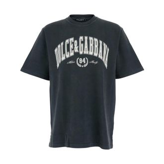 Dolce & Gabbana Tops, Heren, Grijs, S, Katoen, Katoenen T-shirt met print