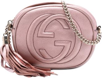 Gucci Pre-owned Womens Mini Metallic Pebbled Calfskin Soho Chain Crossbody - Rose Gold Leather - One Size