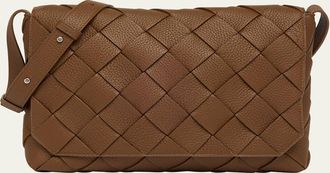 Bottega Veneta Mens Diago Large Intreccio Leather Crossbody Bag