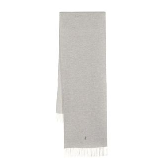 Polo Ralph Lauren Pony-embroidered knitted scarf - female - Polo Ralph Lauren - Winter Scarves - Gray - ONE SIZE - Accessories