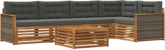vidaXL Conjunto De Sof&aacute;s De Exterior 6 Uds. Natural Y Antracita Vidaxl