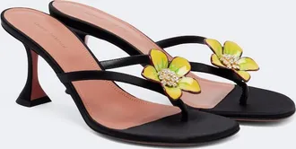 Amina Muaddi Vittoria embellished satin thong sandals