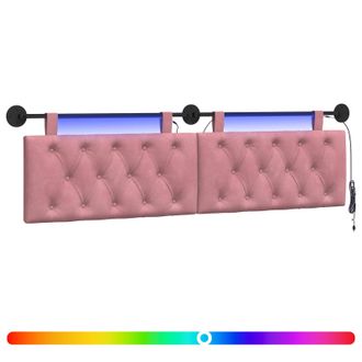 vidaXL Cabecero Colgante Con Luz Led Rosa Terciopelo Vidaxl