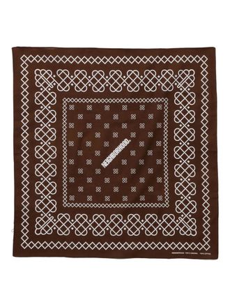 Neighborhood geometric-print scarf - unisex - Cotton - One Size - Brown