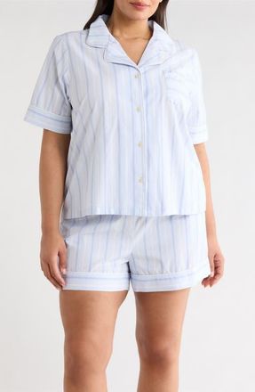 Nordstrom Classic Short Cotton Pajamas in Blue Parker Stripe at Nordstrom, Size 2X