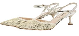 Miu Miu Silver Glitter Kitten Heels Size 36.5