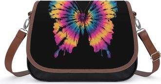 Generic Butterfly Tie Dye Womens Crossbody Bag Fashion Shoulder Handbags Message Tote Bag with Adjustable Strap
