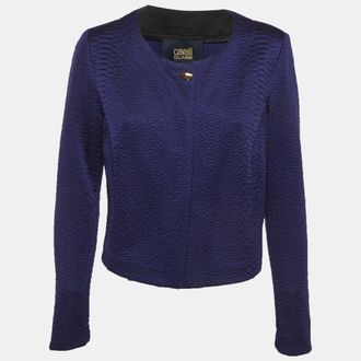 Roberto Cavalli Blue Textured Crepe Jacket