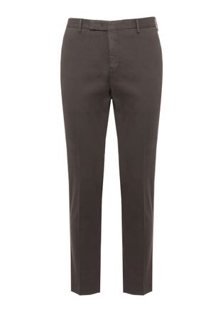 Pantaloni Torino Brown Tailored Cotton Straight-Leg Pants