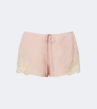 De La Vali Elia lace-trimmed cr&ecirc;pe de chine shorts