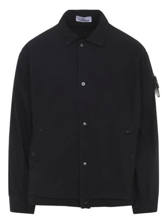 Stone Island logo-patch shirt jacket - Zwart