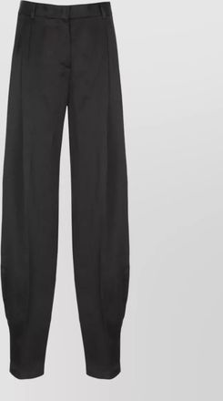 Andamane straight pleated satin trousers belt loops