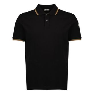 Moncler Polo with Ribbed Trims - male - Moncler - Polo Shirts - Black - S - Tops