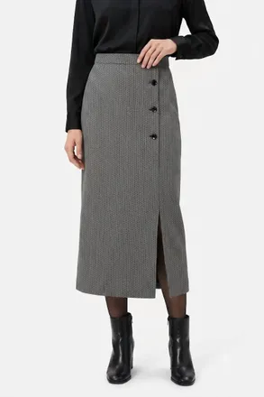 Giuliva Heritage Collection Sadie Wool And Silk Skirt In Black Geometric Pattern