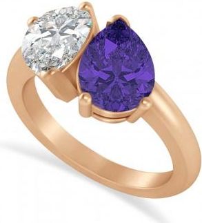 Allurez Pear/Pear Diamond & Tanzanite Toi et Moi Ring 14k Rose Gold (4.00ct)