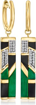 Ross-Simons Onyx, Green Chalcedony and. White Topaz Drop Earrings in 18kt Gold Over Sterling