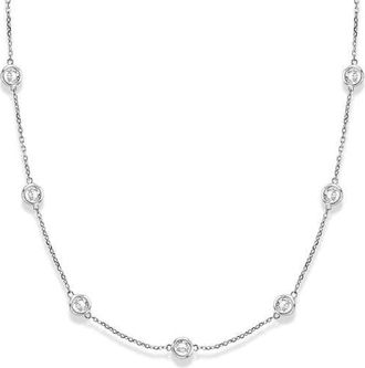 Allurez Natural Diamond Station Necklace Bezel-Set 14k in White Gold at Nordstrom, Size 18