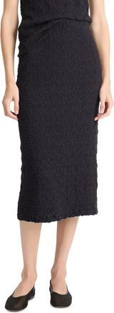 Vince Smocked Midi Pencil Skirt Womens Coastal Blue Cotton Stretch RED157