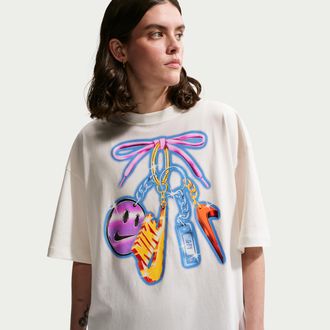 Nike Womens Nike Sportswear Classic Oversized T-Shirt in White | IR7848-133
