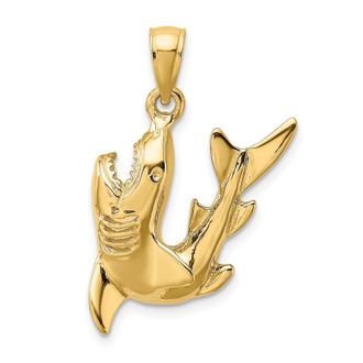 Diamond2Deal 10k Yellow Gold 2-D Polished Shark Charm Pendant
