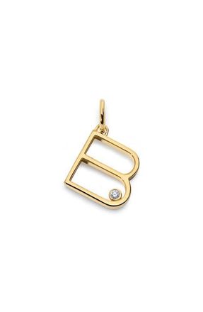 Monica Vinader Lab Grown Diamond Initial Pendant in 18K Gold Vermeil/Diamond B at Nordstrom