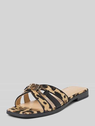 Guess Slipper aus Leder-Mix Modell Realla in Camel, Gr&ouml;&szlig;e 36