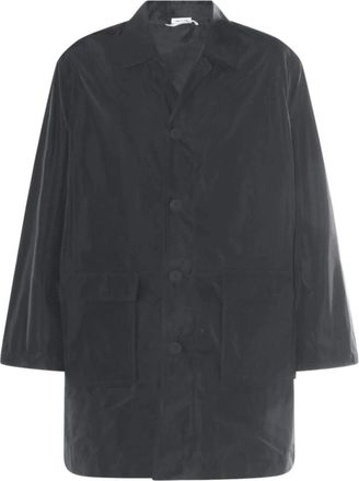 Thom Browne Logo-print Enkelrijige Jas - Dames - Mantel - Grijs - M - Jassen