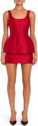 Amanda Uprichard Empire Pleated Peplum Cocktail Minidress in Scarlet at Nordstrom Rack, Size X-Small