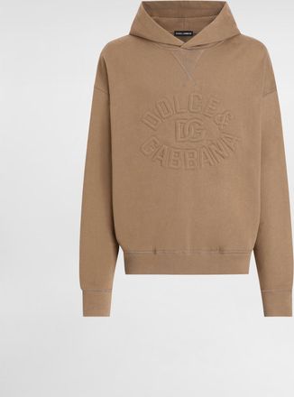 Dolce & Gabbana Cotton Hoodie With Logo - Man Sweatshirts Brown Xs