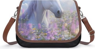 Generic Un-icorn Flowers Crossbody Bags for Women Shoulder Messenger Bag Purse Handbags