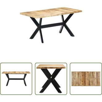 vidaXL Tavolo da pranzo industriale - Tavolo da Pranzo 160x80x75 cm in Legno Massello di Mango Grezzo