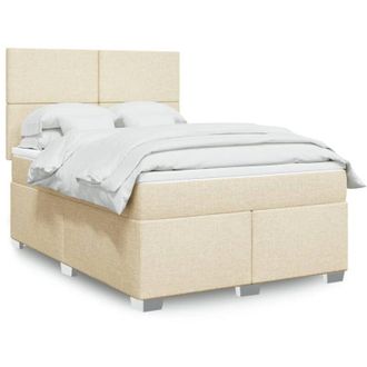 vidaXL Vidaxl - Cama Box Spring Con Colch&oacute;n Tela Color Crema 140x200 Cm